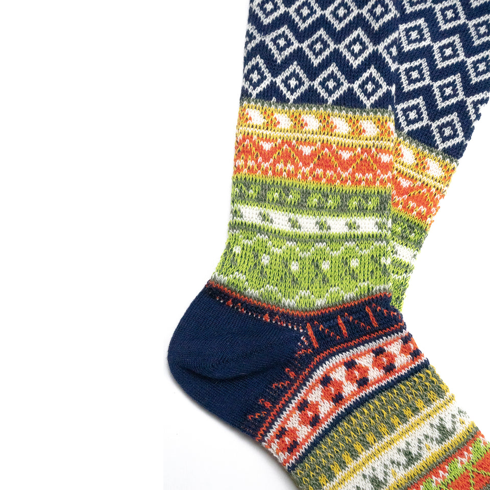 FAIRISLE JACQUARD CREW SOCKS - NAVY