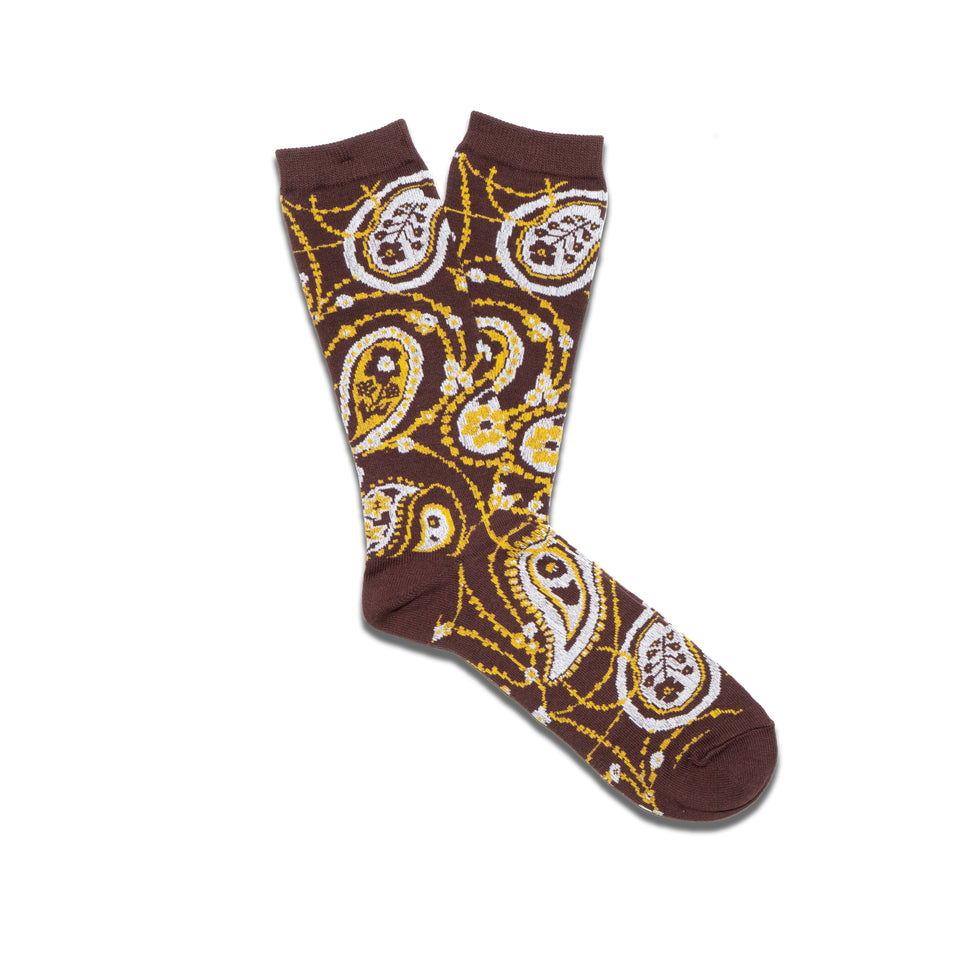 ANONYMOUS ISM - PAISLEY CREW SOCKS - BROWN at Mannahatta NYC