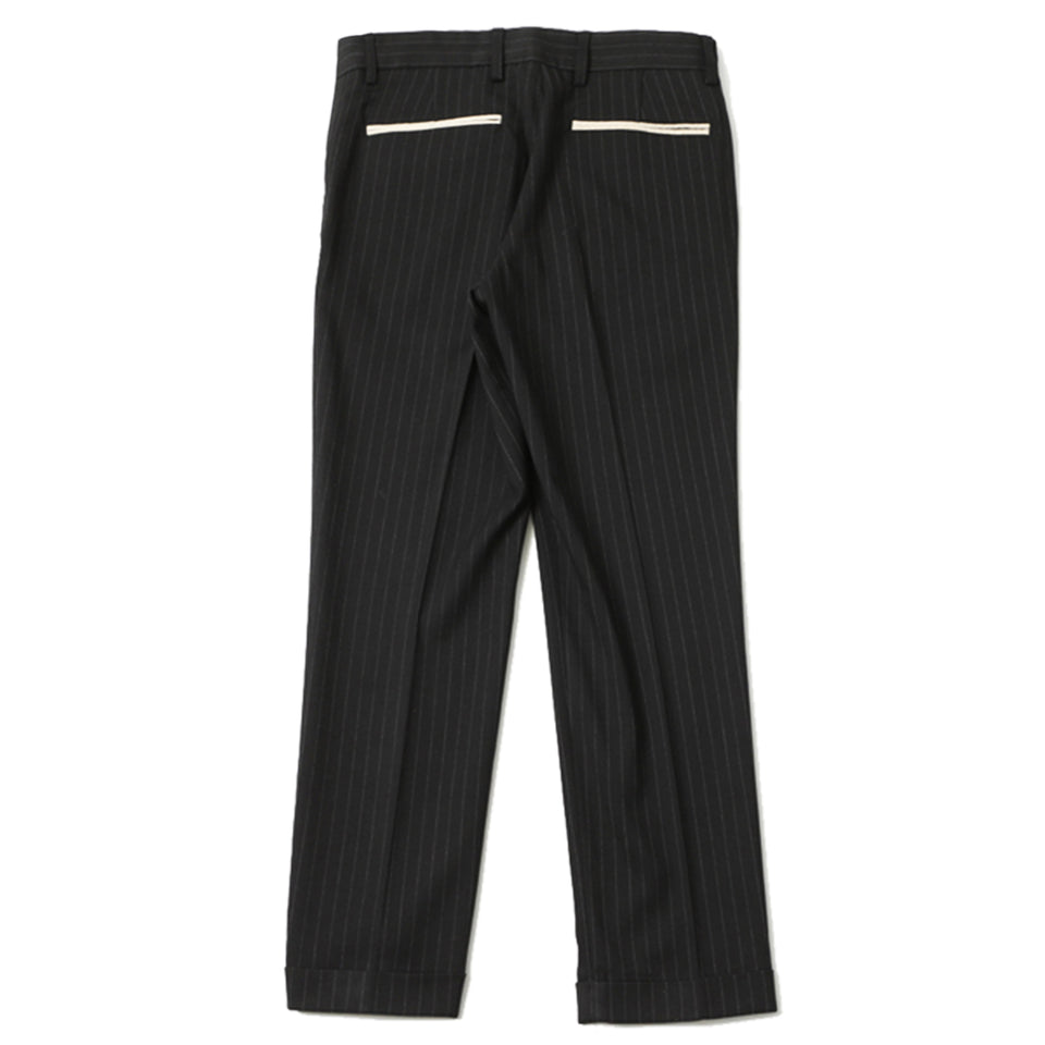 F HOLE PIN STRIPE TROUSERS - BLACK/BEIGE