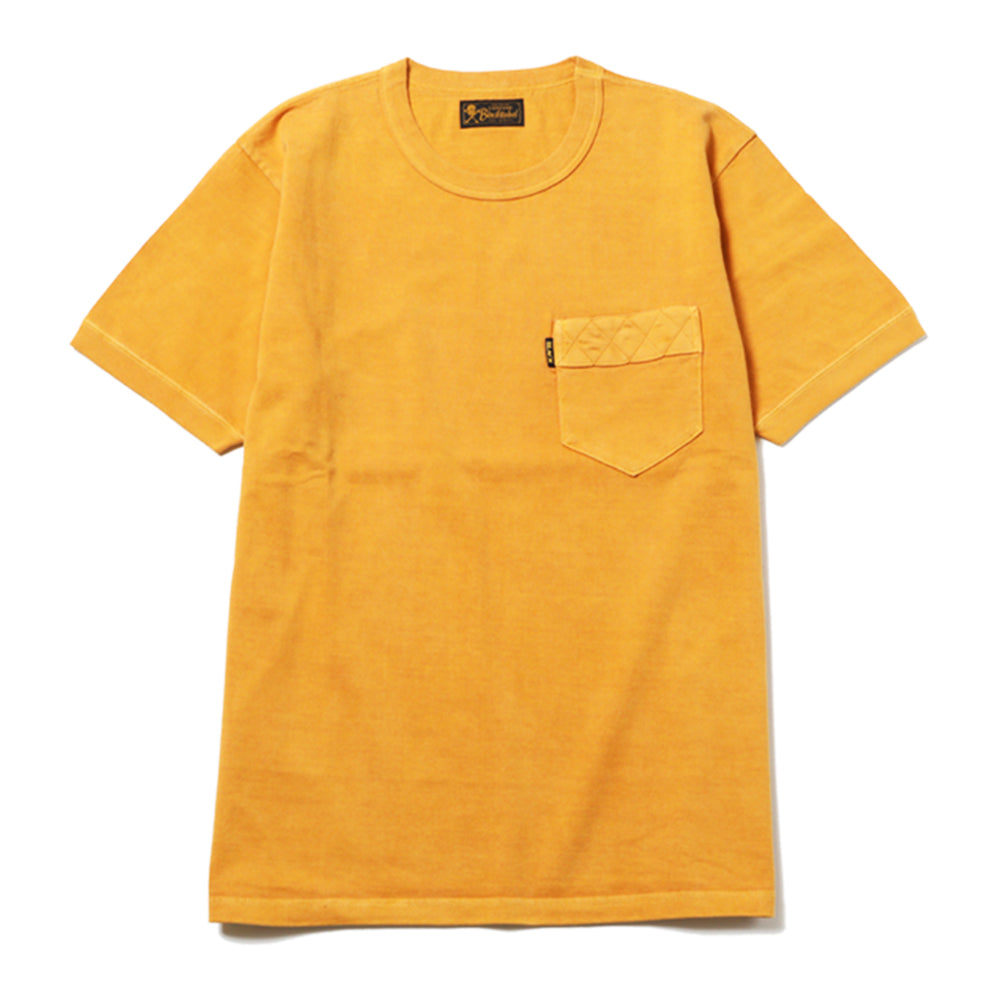 PIGMENT DYED DIA STITCH POCKET TEE - YELLOW at Mannahatta NYC