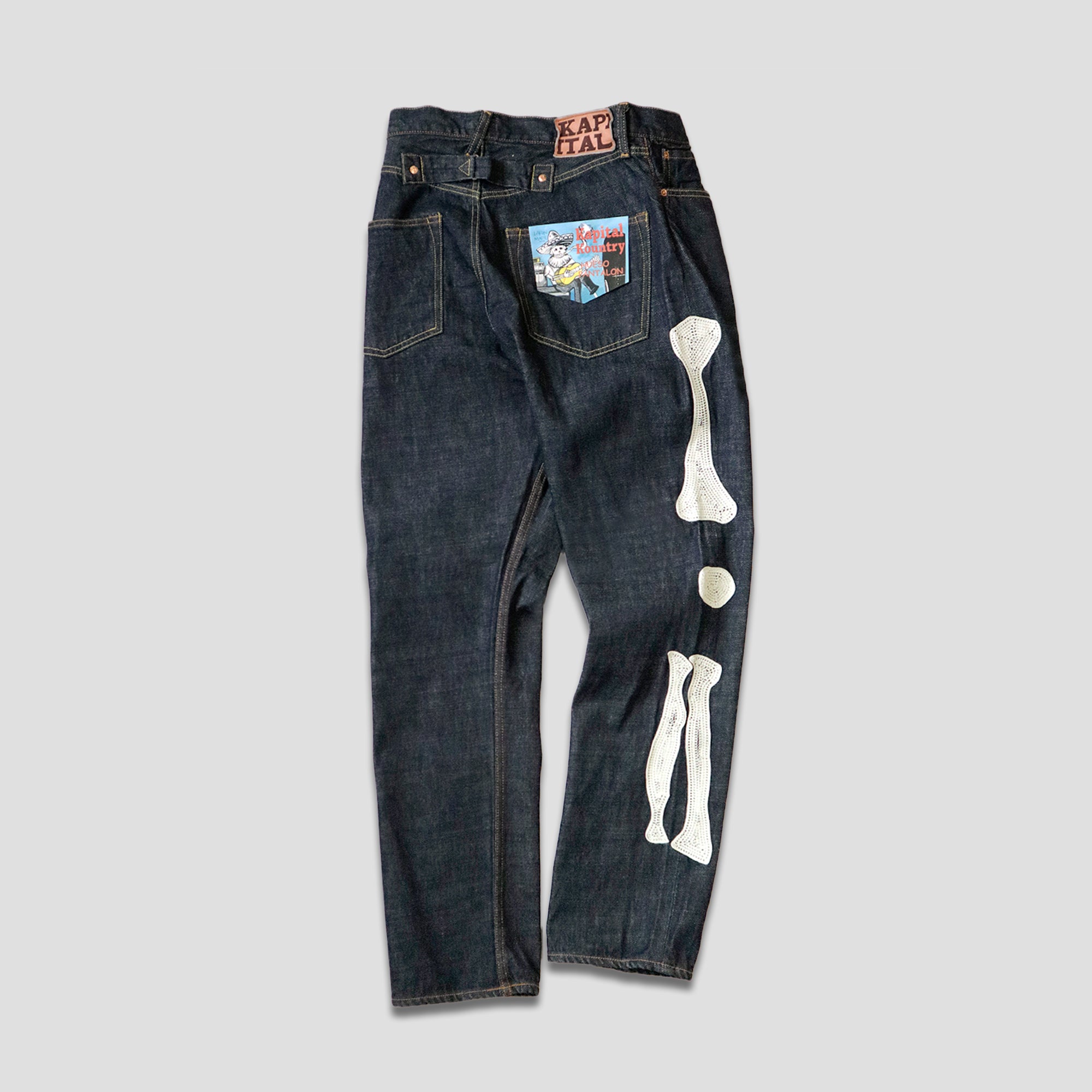 12.5oz DENIM 5P OKABILLY JEANS (BONE EMBROIDERY) - INDIGO