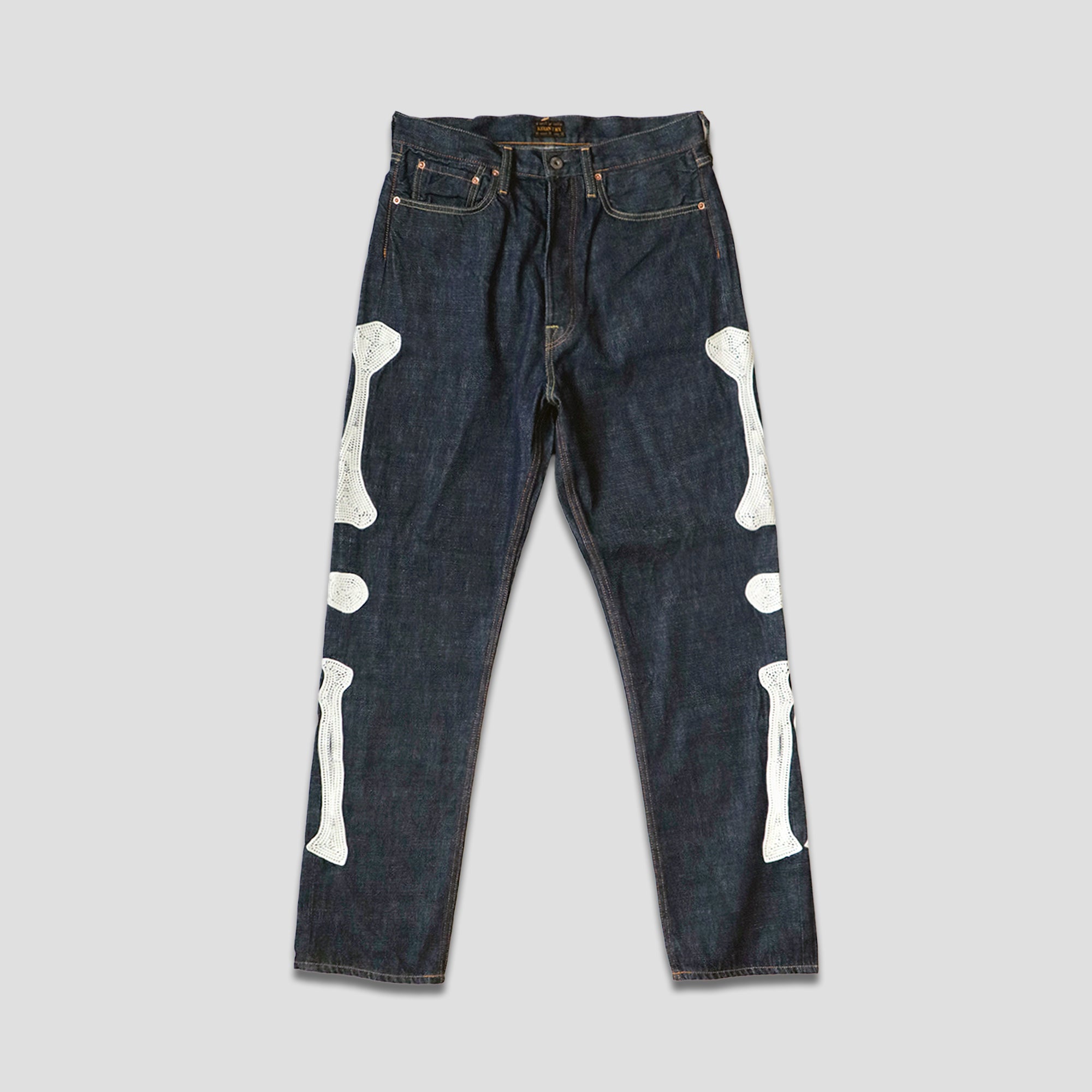 12.5oz DENIM 5P OKABILLY JEANS (BONE EMBROIDERY) - INDIGO