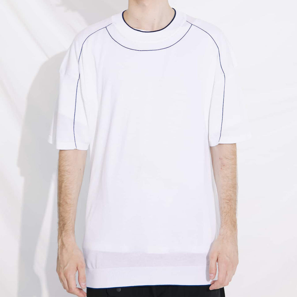 WASHABLE HIGHGAGE KNIT S/S T-SHIRTS - WHITE