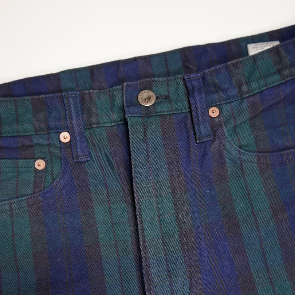 11oz TARTAN CHECK 5P MONEKY CISCO JEANS (STUDS REMAKE) - GREEN