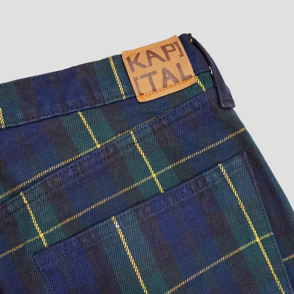 11oz TARTAN CHECK 5P MONKEY CISCO JEANS (STUDS REMAKE) - NAVY