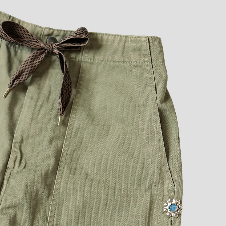SULFUR HERRINGBONE EASY BAKER PANTS (STUDS REMAKE)