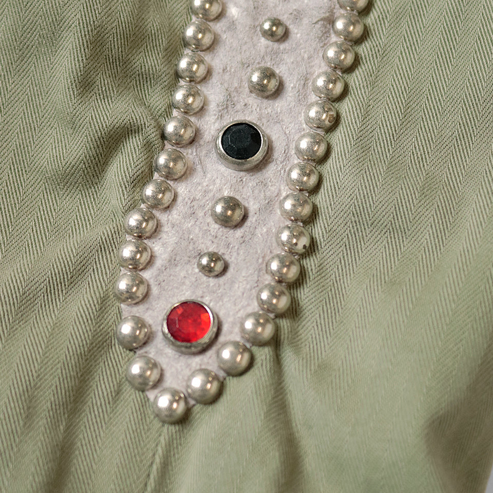 SULFUR HERRINGBONE EASY BAKER PANTS (STUDS REMAKE)