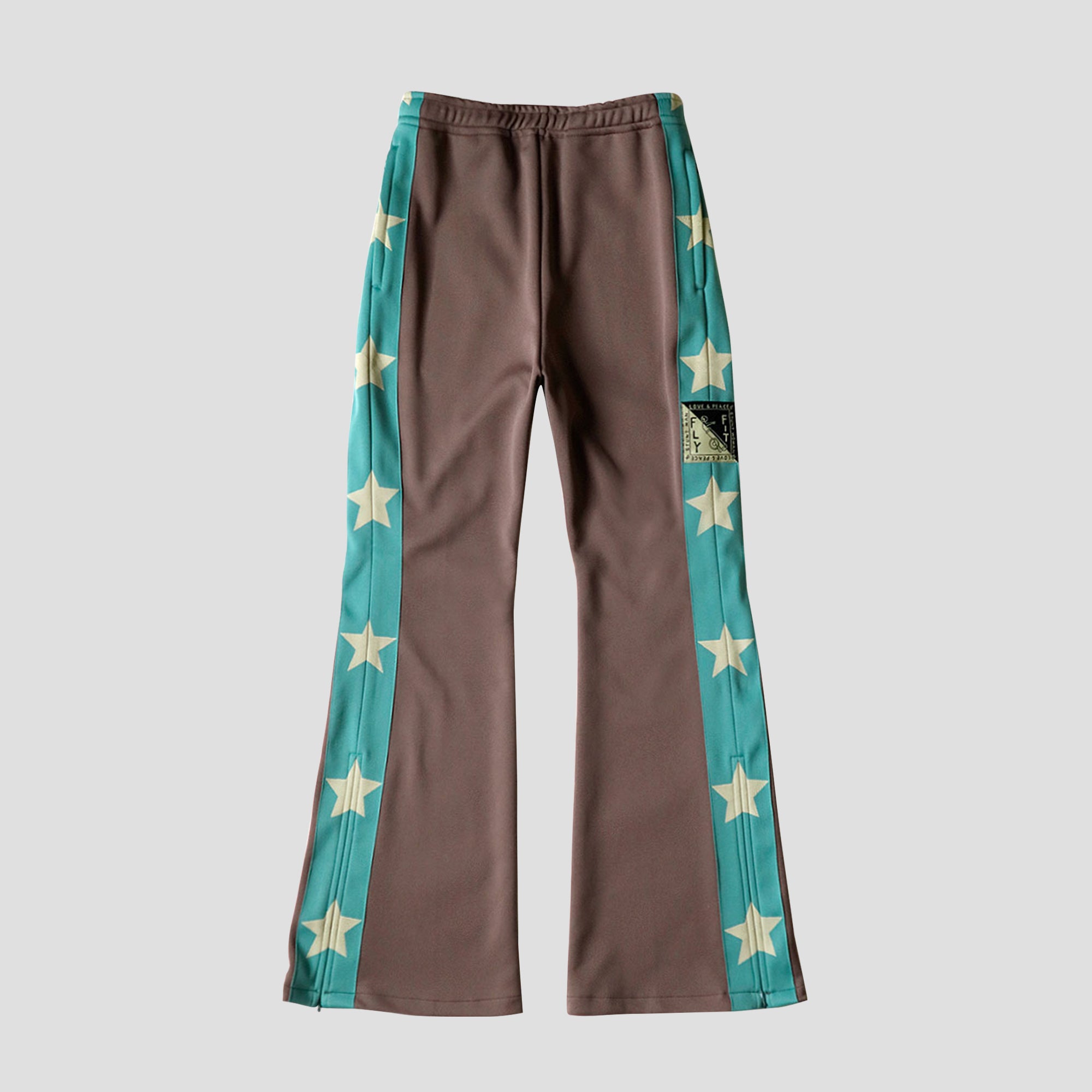JERSEY FLARE TRACK PANTS - BROWN