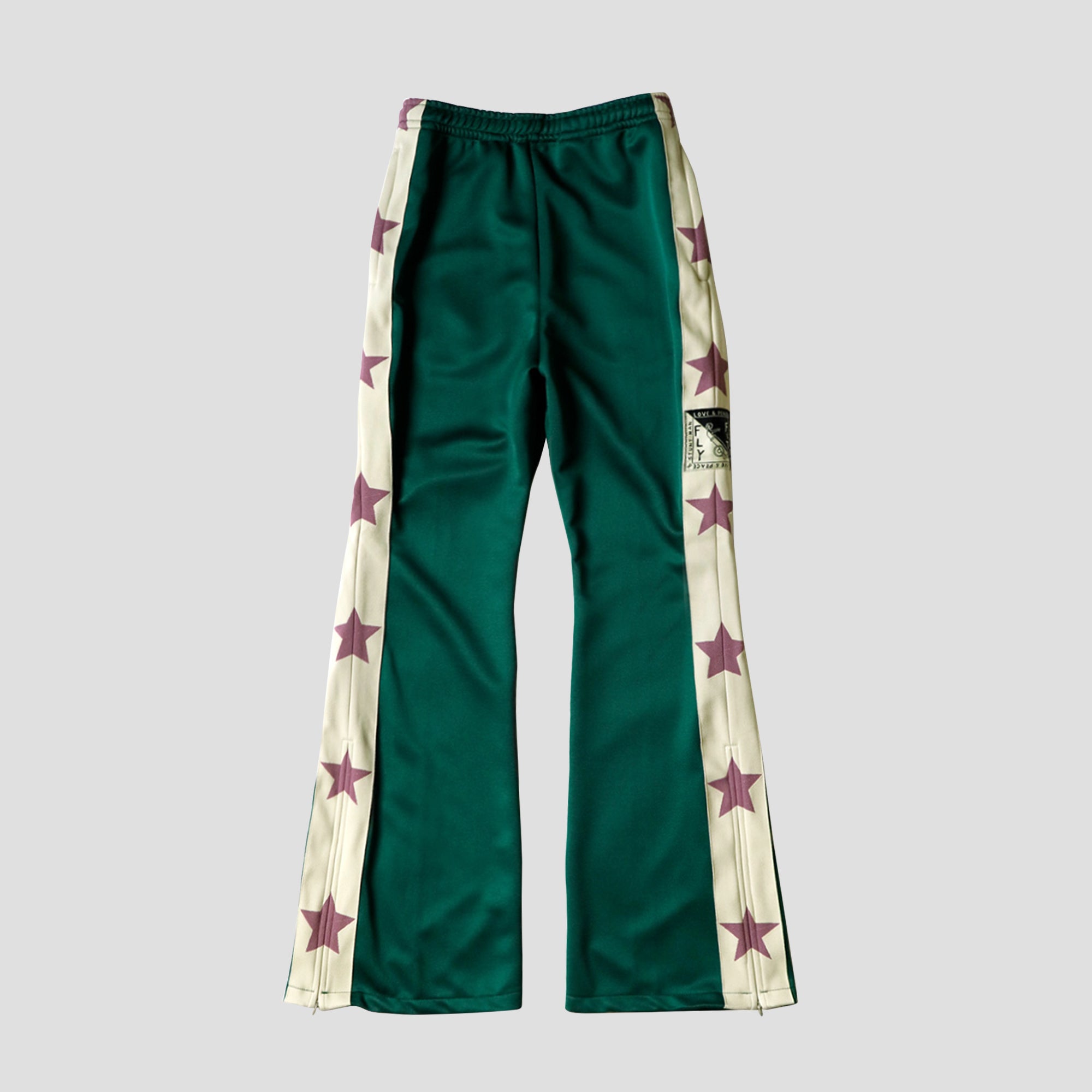 JERSEY FLARE TRACK PANTS - GREEN