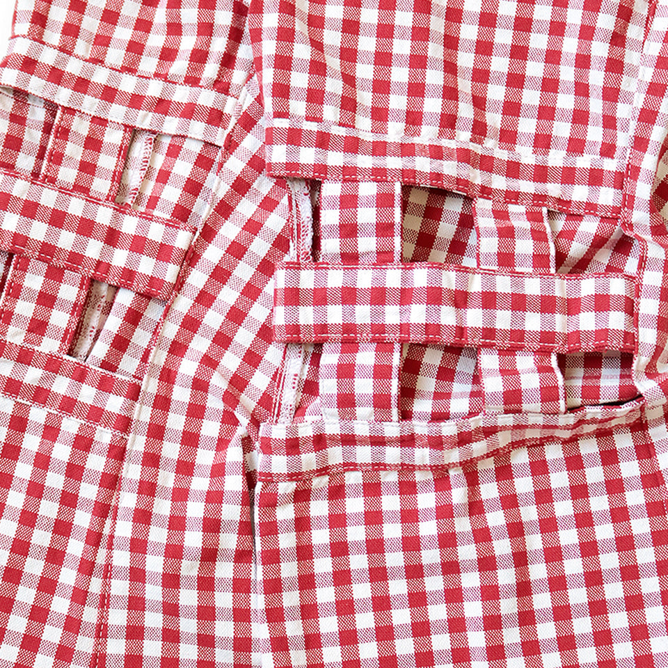 CANVAS GINGHAM CHECK 5P WINDOWPANE FLARE PANTS LADIES
