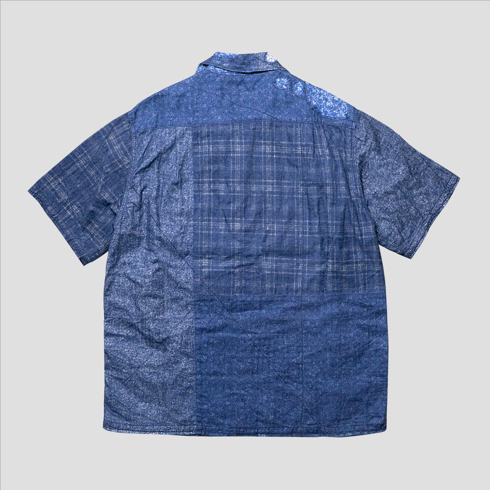 INDIGO PATCHWORK RAW BORO HAWAIIAN SHIRTS