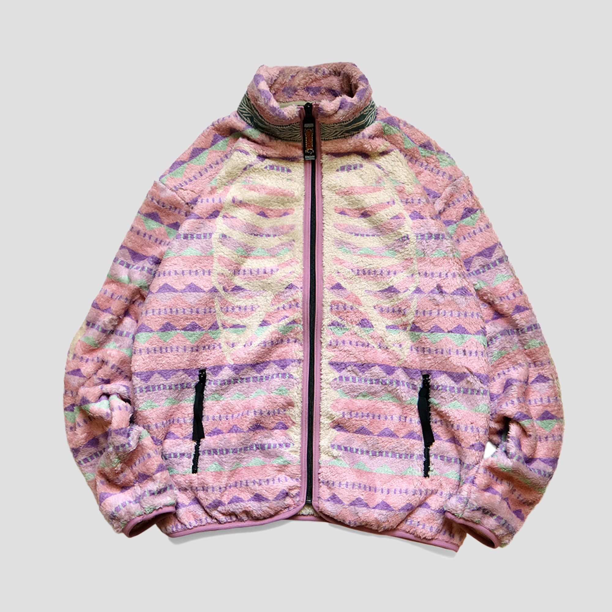 KAPITAL - ASHLAND STRIPE & BONE FLEECE ZIP BLOUSON