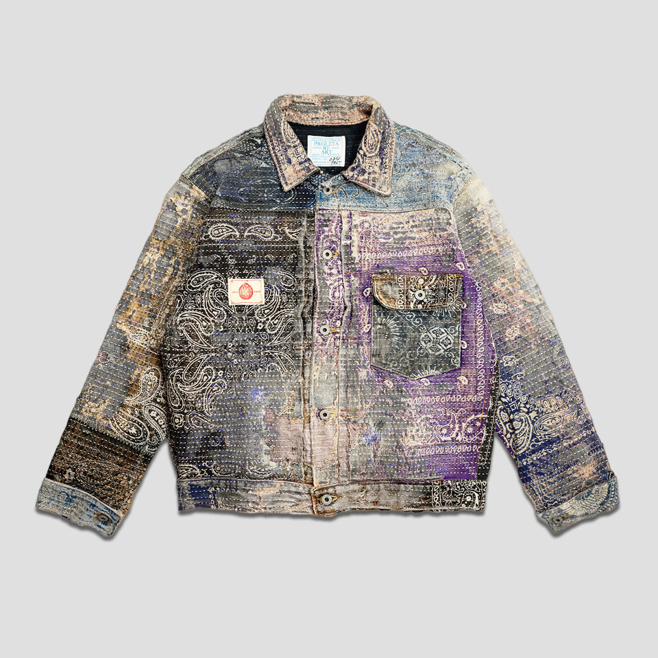 BORO x SASHIKO BANDANA DENIM JACKET - PURPLE/BLACK