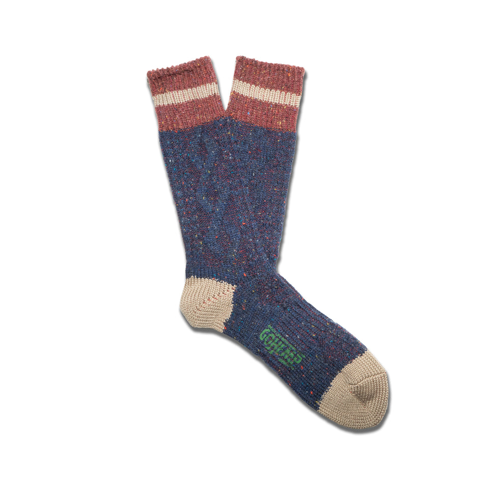 ANONYMOUS ISM - HEMP CABLE STRIPE CREW SOCKS - NAVY at Mannahatta NYC