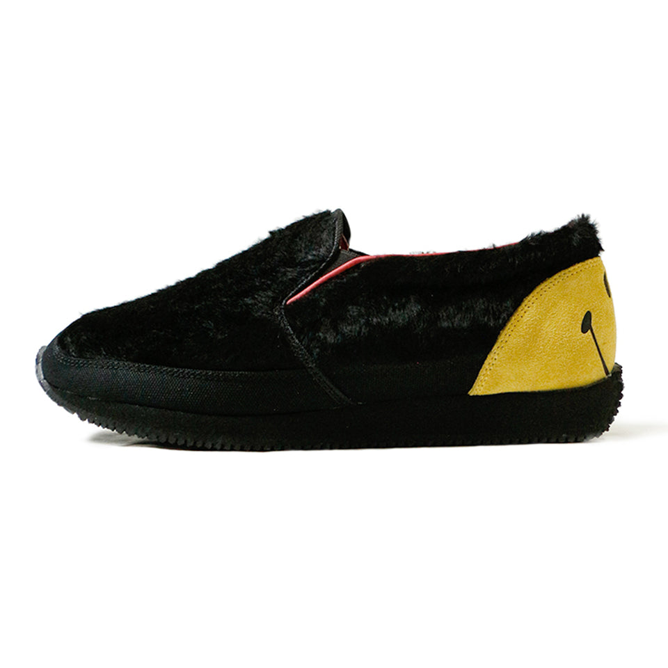 KAPITAL - FUR SMILIE HEEL MILAN SLIP-ON - BLACK at Mannahatta NYC