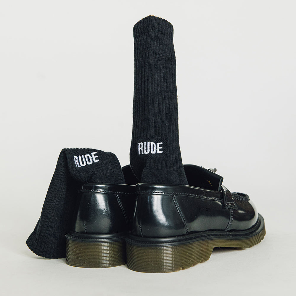 RUDE SOCKS (2 PACK) - WHITE/BLACK