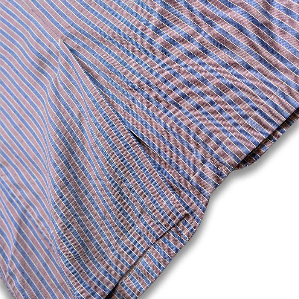 Linen x Silk Combination Stripe Brazer - Blue/Purple